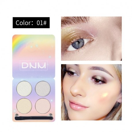 DNM four-color eye powder chameleon high-gloss matte glitter polarized eye shadow makeup set with brush