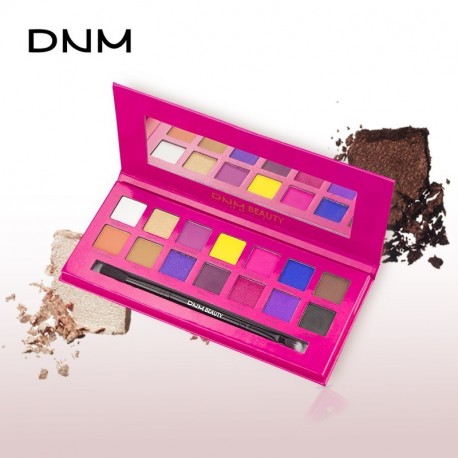       DNM high gloss 14 color eyeshadow pallete natural pearlescent color not easy to take off makeup with eye shadow brush cosmetic mirror make up palette