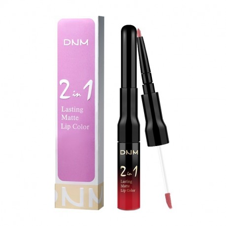        DNM Non-staining Cup Non-fading Easy To Colour Matte aterproof Fog Double Headed Lip Gloss Lip Line Makeup 12 Colors Optional