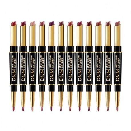 Dnm Lip Liner And Lipstick Pencil 12 Colors Double Matte Lip Stick Lip Gloss Pen Waterproof Non Staining Nude Pencil Makeup